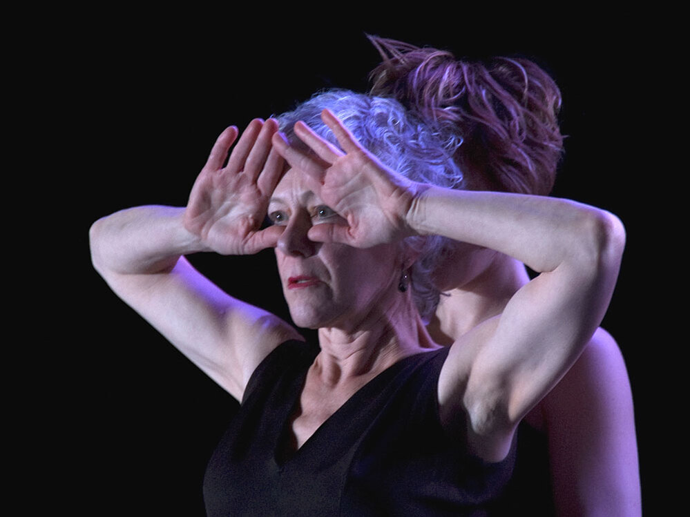 Dancer Diane McKallip, hands in front of her face