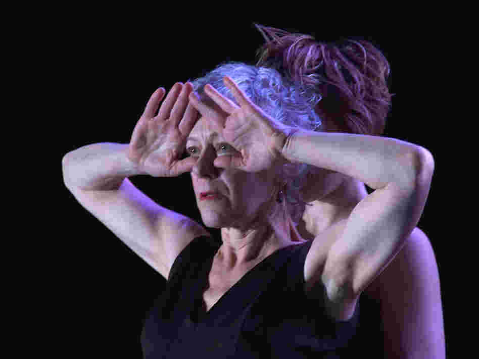 Dancer Diane McKallip, hands in front of her face