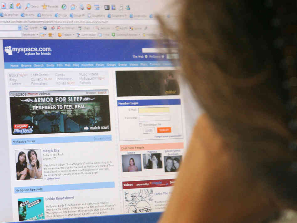 A user browsing Myspace. A user browsing Myspace.
