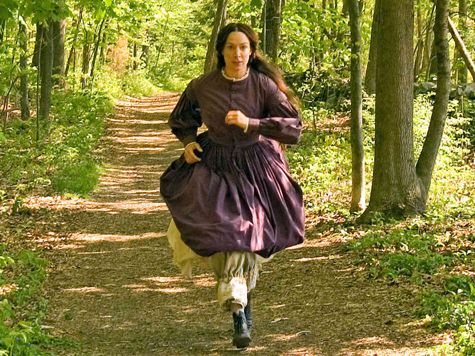 Elizabeth Marvel as Louisa May Alcott, who loved to run.