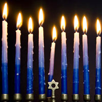 Candles in a Hanukkah menorah
