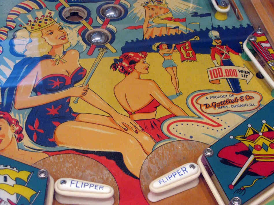 Closeup of the Coronation pinball game.
