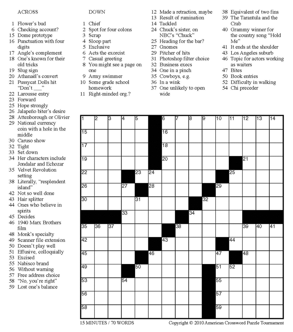 Crossword Puzzle A Crossword Puzzle A