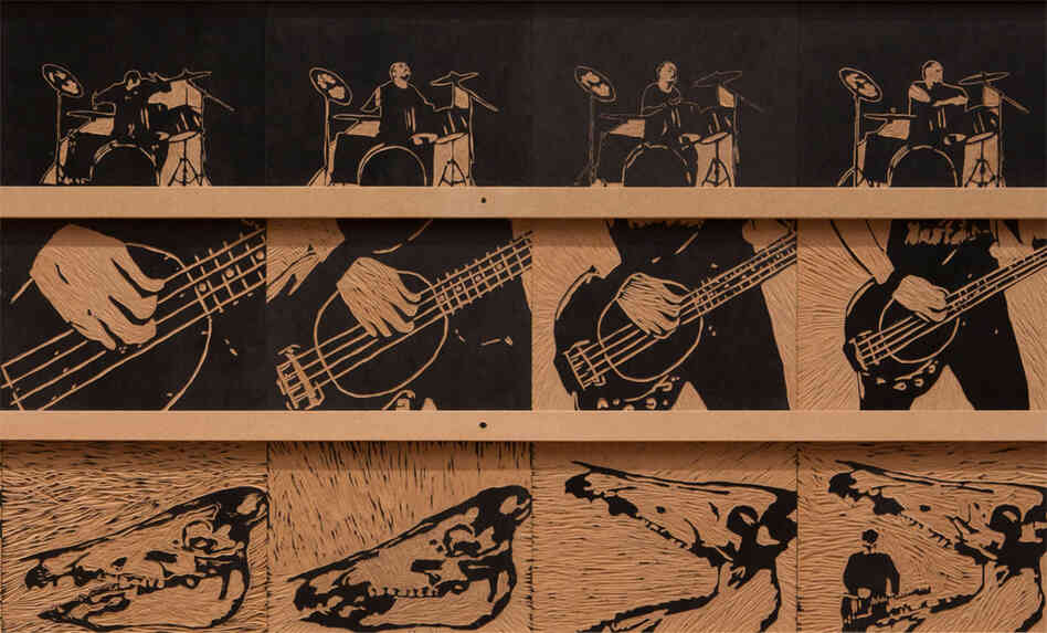 Woodcuts for Tromorama's stop motion animation music video 'Serigala Militia'