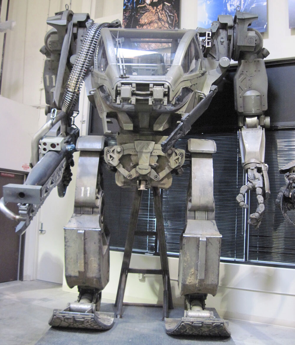 Armored Mobile Platform (AMP) suit from 'Avatar' in the Legacy Effects warehouse.