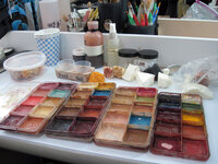 <strong>Tools Of The Trade:</strong> It takes an extensive color palette for makeup artists Jerry Constantine and Mike Measimer to create their on-screen illusions.