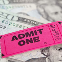 Movie ticket with cash