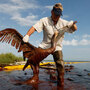 Plaquemines Parish coastal zone director P.J. Hahn lifts an oil-covered pelican Plaquemines Parish coastal zone director P.J. Hahn lifts an oil-covered pelican