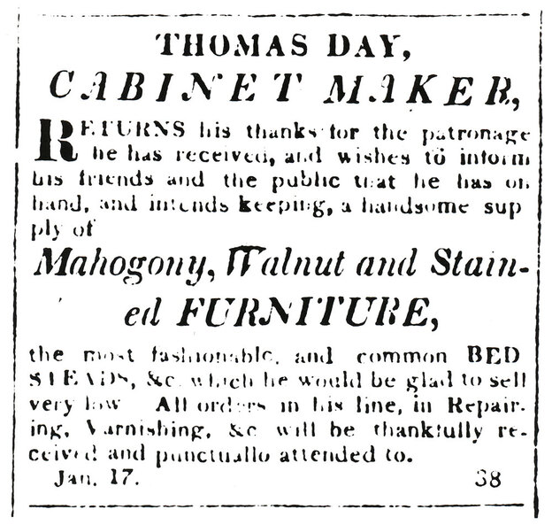 Thomas Day advertisement