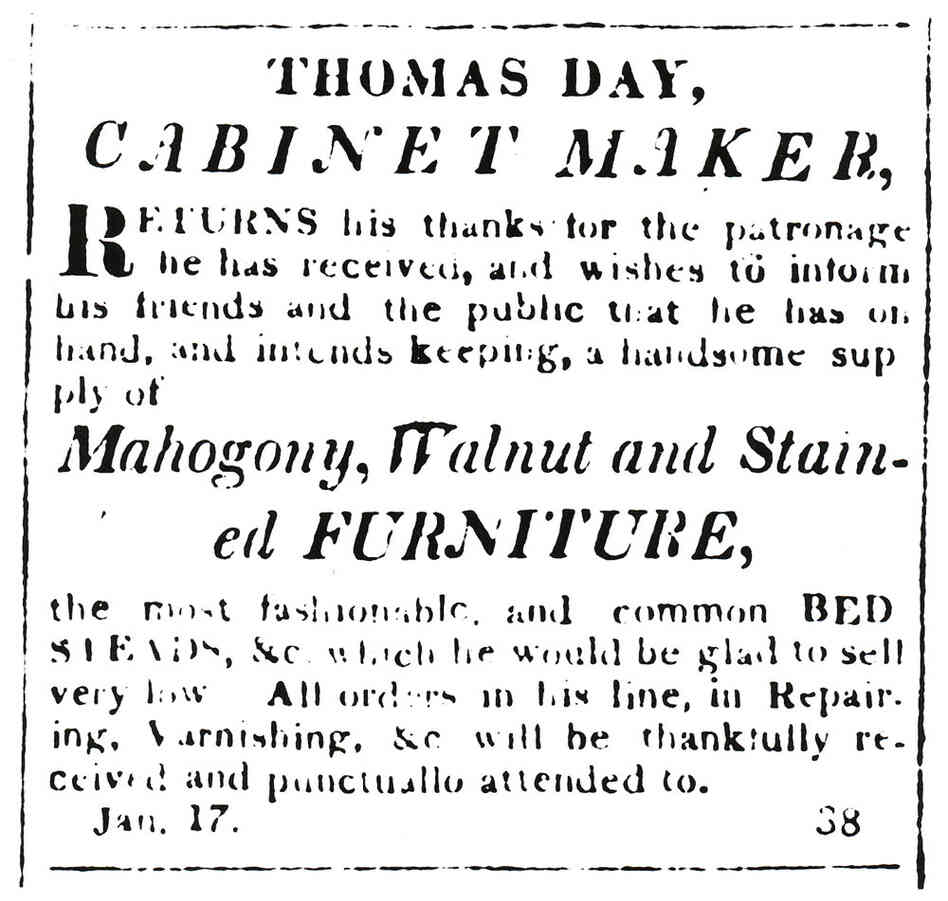 Thomas Day advertisement