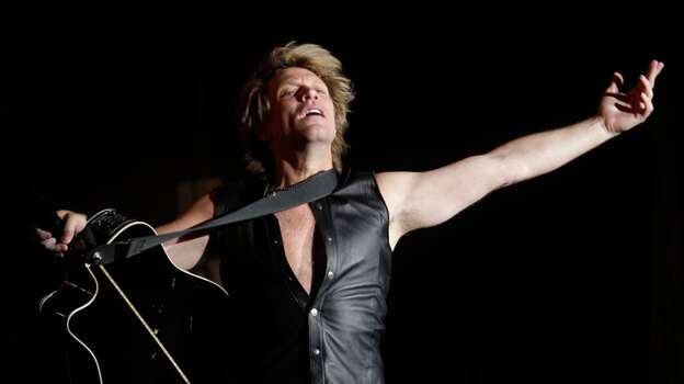 Lead singer Jon Bon Jovi performs at a concert in Madrid in June 2010. (AP)
