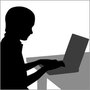 Illustration of man on computer.