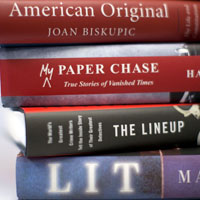 stack of books.