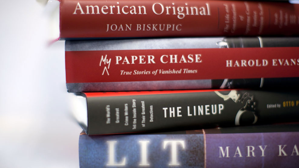 W: Stack of featured books.