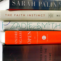 stack of books.