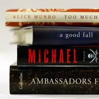 a stack of books.
