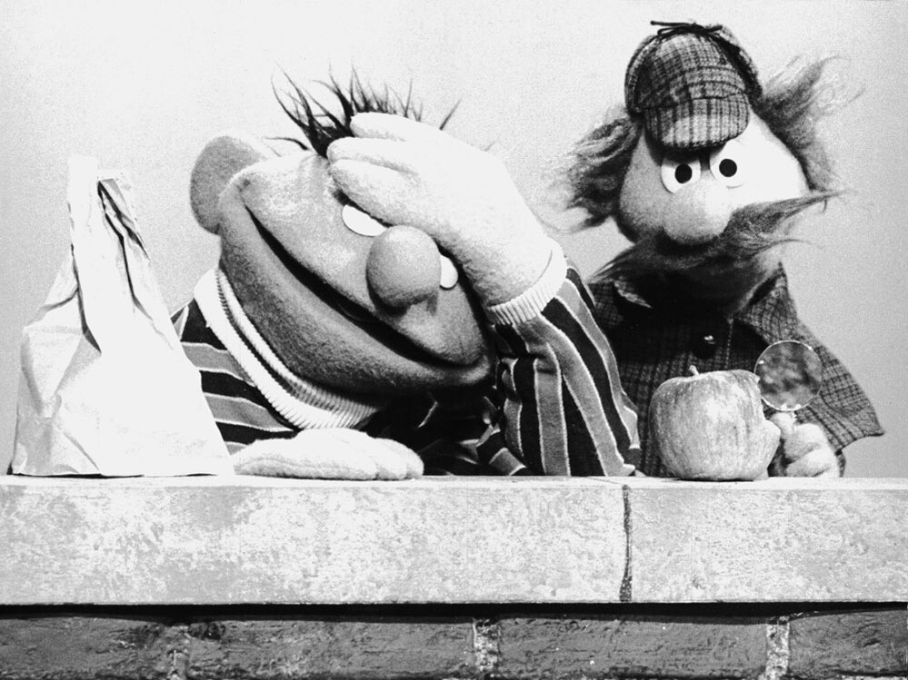 Muppets Ernie and Sherlock Hemlock on 'Sesame Street'