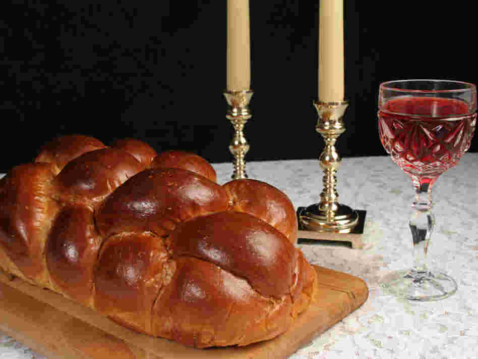 Challah, candles and wine for the Jewish Sabbath (Shabbat)