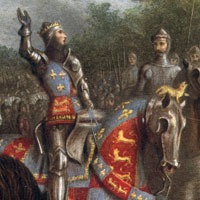 King Henry V addresses his troops before the Battle of Agincourt.