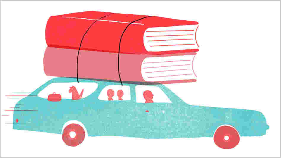 Illustration: Books on top of a car. Illustration: Books on top of a car.