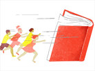 Illustration: People running to a book Illustration: People running to a book