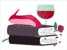Illustration: Books, wine and a toppled high heel. Illustration: Books, wine and a toppled high heel.