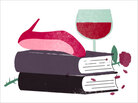 Illustration: Books, wine and a toppled high heel. Illustration: Books, wine and a toppled high heel.