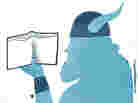 Illustration: A Viking reads a book. Illustration: A Viking reads a book.