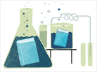 Illustration: Books in beakers Illustration: Books in beakers