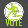 Illustration: Man running under sniper target. Illustration: Man running under sniper target.