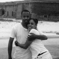 Natasha and Joe in front of Fort Massachussets, Ship Island, Mississippi, circa 1999