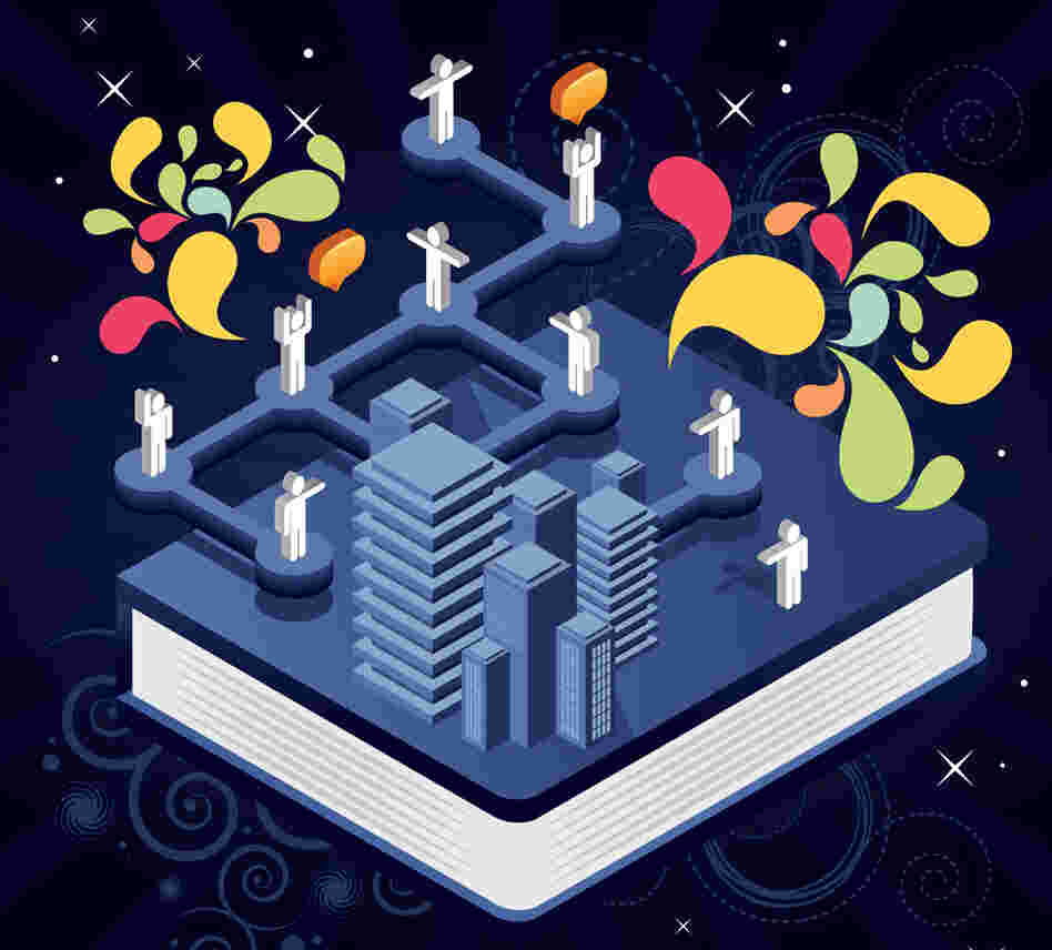 Illustration of book, networking. Illustration of book, networking.