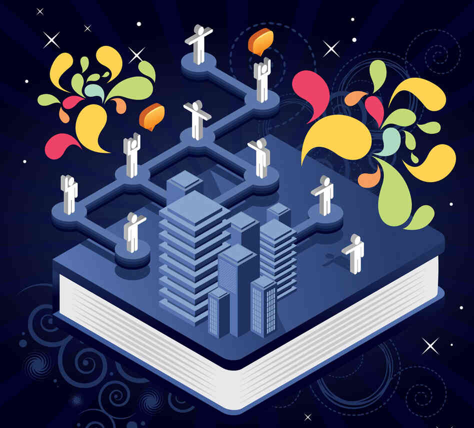 Illustration of book, networking. Illustration of book, networking.