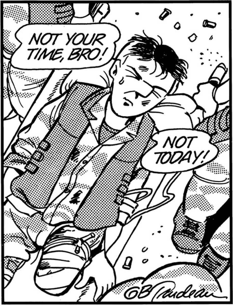 B.D. without his helmet.