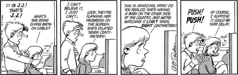 Alex Doonesbury is born live on cable TV. Alex Doonesbury is born live on cable TV.