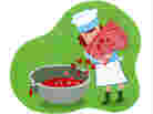 Illustration: Cook pours hearts into a pot.