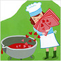 Illustration: Cook pours hearts into a pot.