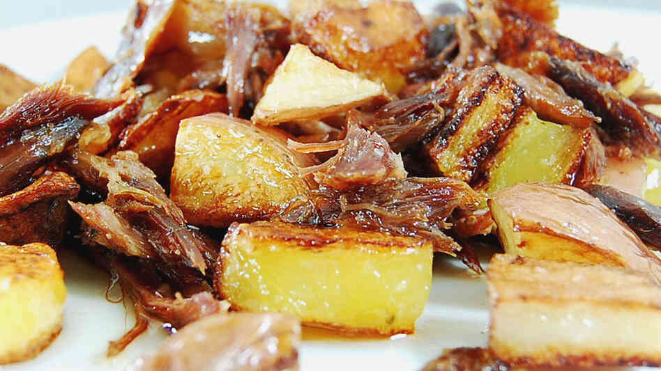 w-Crispy "Duck Potatoes," pan fried in duck fat