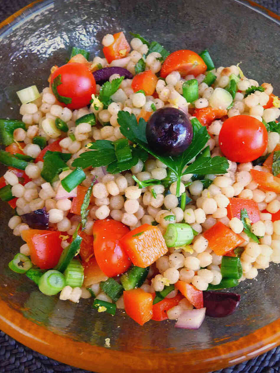Couscous Salad With Chopped Vegetables, Mint And Cilantro Couscous Salad With Chopped Vegetables, Mint And Cilantro