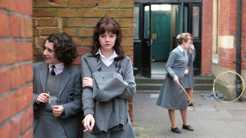 W: Carey Mulligan, at school, in 'An Education' W: Carey Mulligan, at school, in 'An Education'