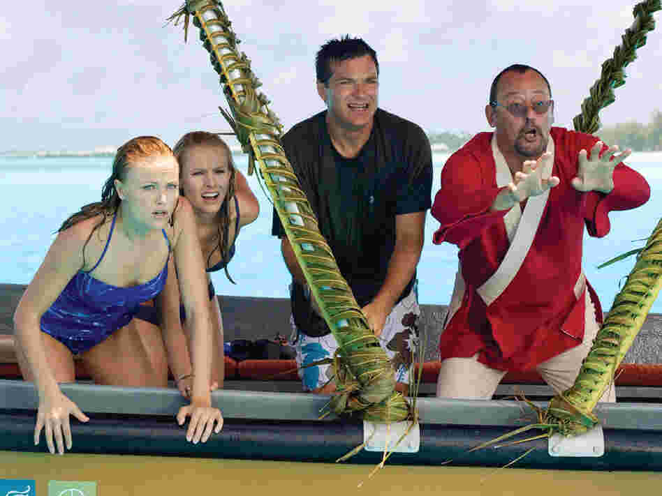 Malin Ackerman, Kristin Bell, Jason Bateman and Jean Reno in 'Couples Retreat'