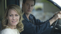 <strong>Blank Beauty:</strong> Settled and serene, Pippa Lee (Robin Wright Penn, left, with Keanu Reeves) has always lived solidly in the present, letting the world shape her. With her husband's health failing, though, she may have a chance at last to define herself.