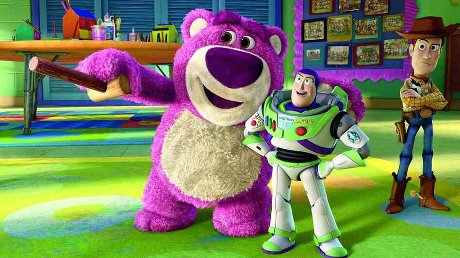 Lots-O'-Huggin' Bear, Buzz Lightyear and Woody