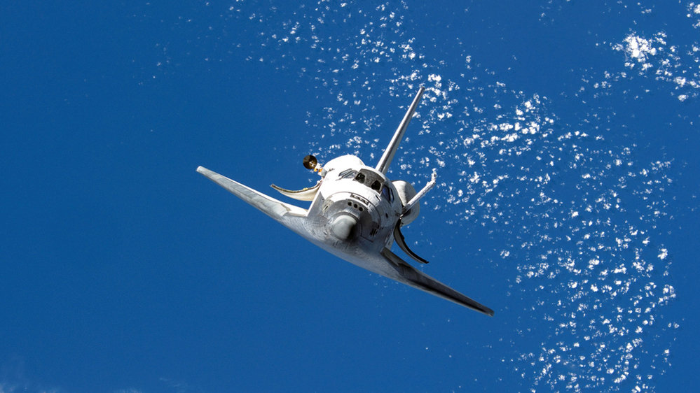 The Space Shuttle Discovery seen from the International Space Station.