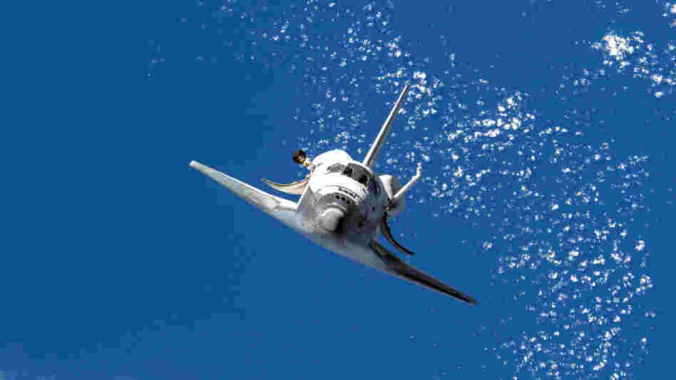 The Space Shuttle Discovery seen from the International Space Station.