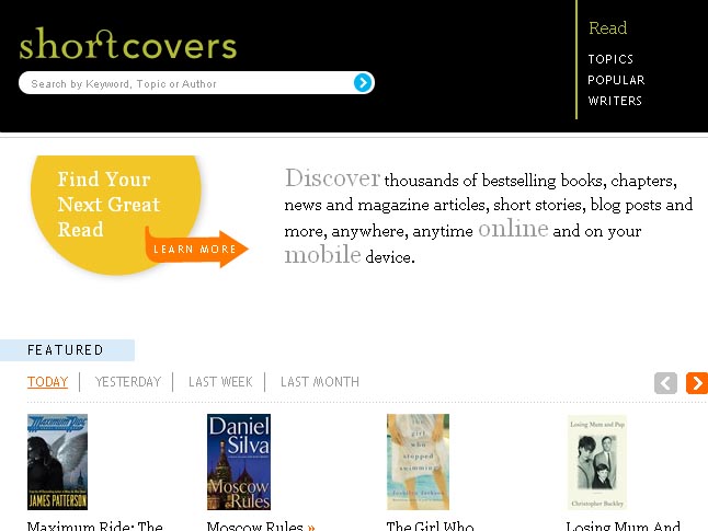 Shortcovers.com Screenshot.