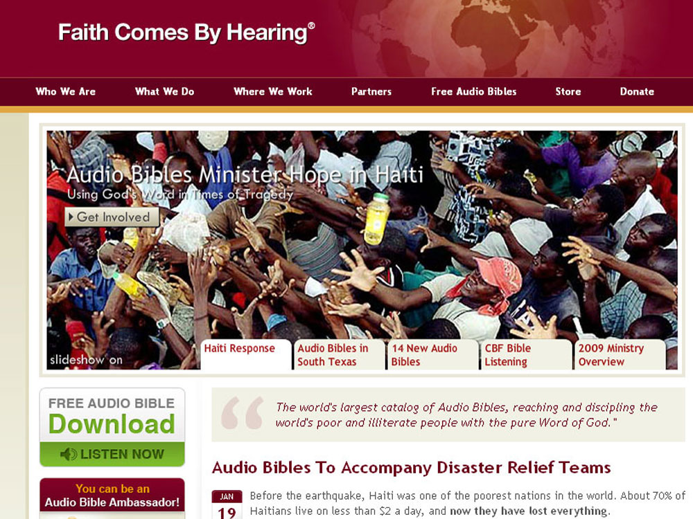 Faith Comes By Hearing sends audio Bibles to Haiti.