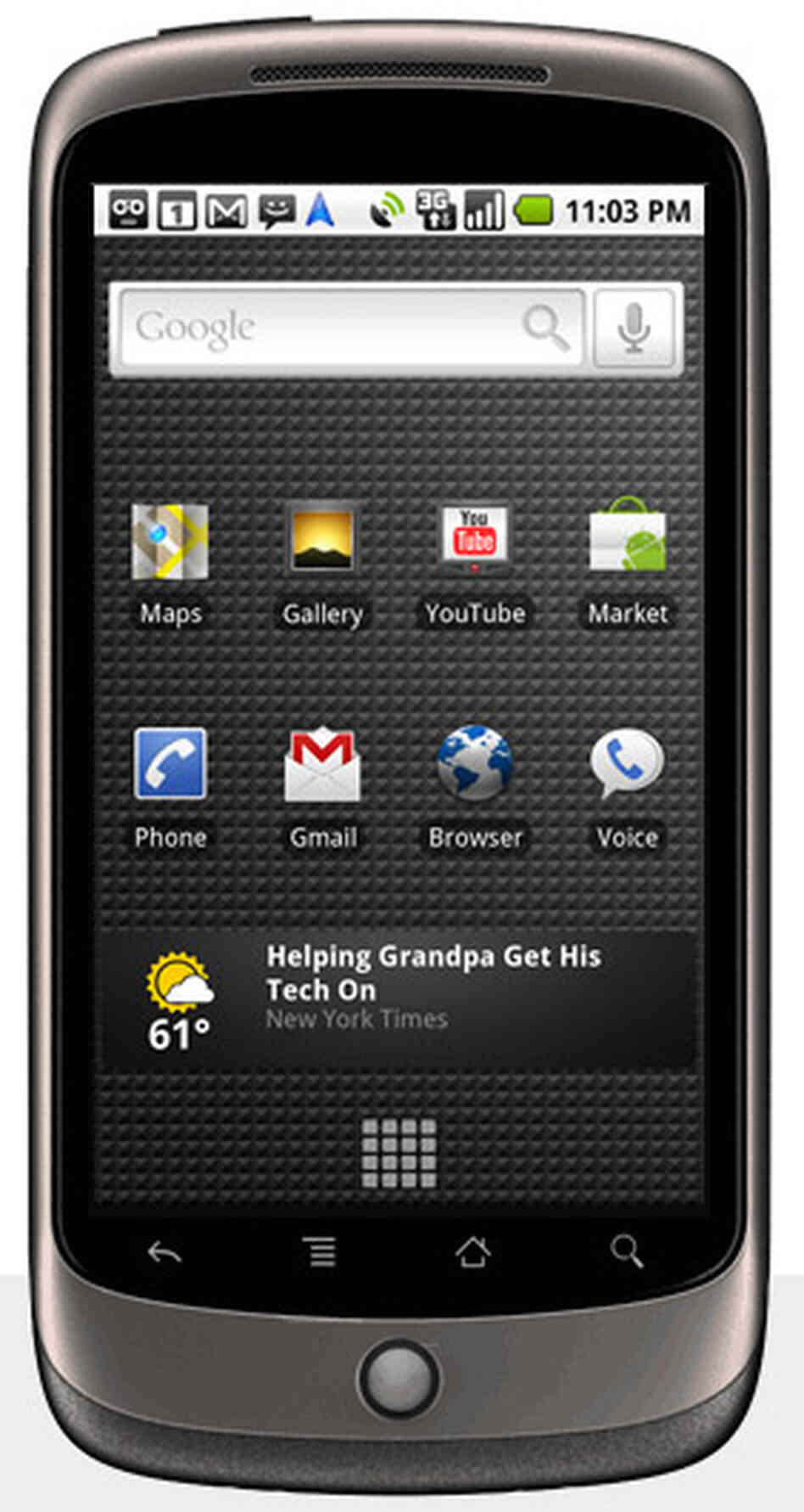 A screenshot from Google's Nexus One home page. A screenshot from Google's Nexus One home page.