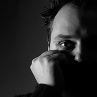 b&w close-up of man turtleneck