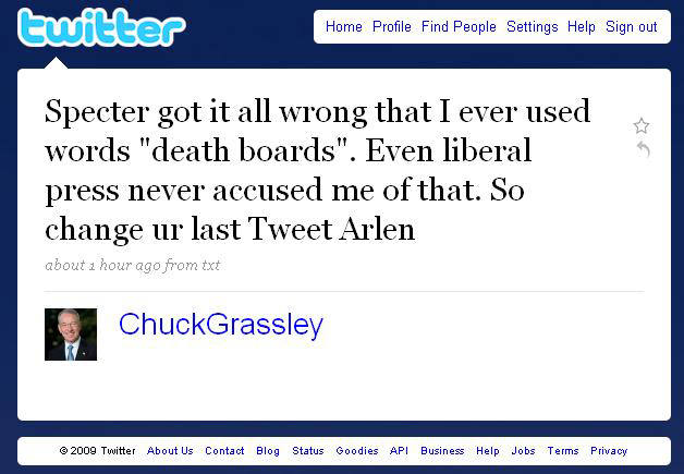 specter grassley twitter death panels